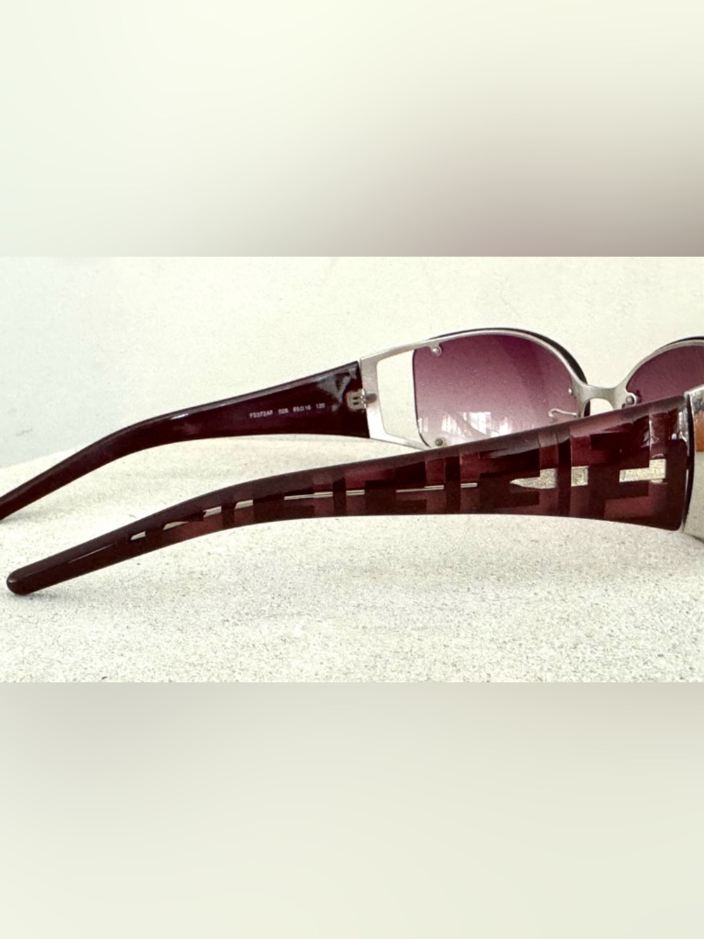 FENDI Cutout Temple Rimless Sunglasses Burgundy FS372AF Unisex - Picture 8 of 10